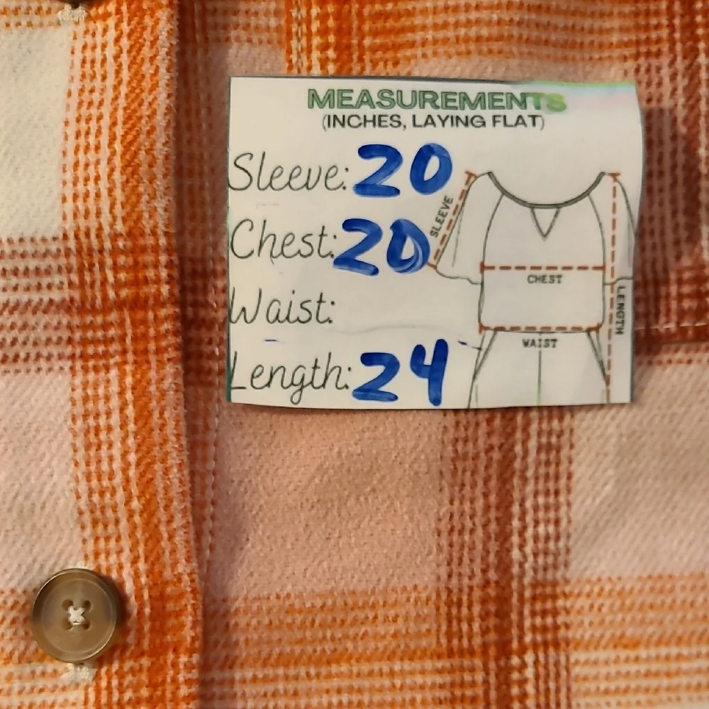 Old Navy Pink and Orange Peach Plaid Shacket Shirt Jacket Girls XL(14-16)